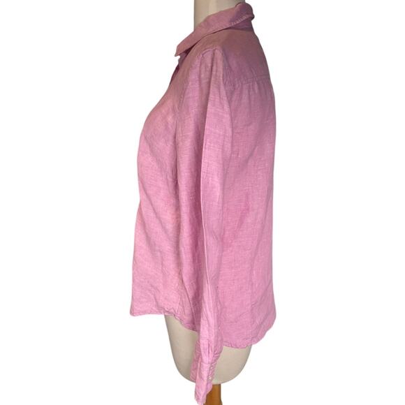 J.Crew Baird McNutt Irish 100% Linen Shirt Size 6 Pink Button Down Long Sleeve - Picture 3 of 8
